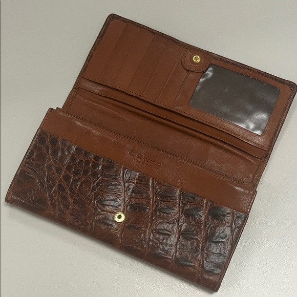 Samsonite Full Grain Stamped Brown Crocodile Wallet & checkbook - Picture 3 of 16